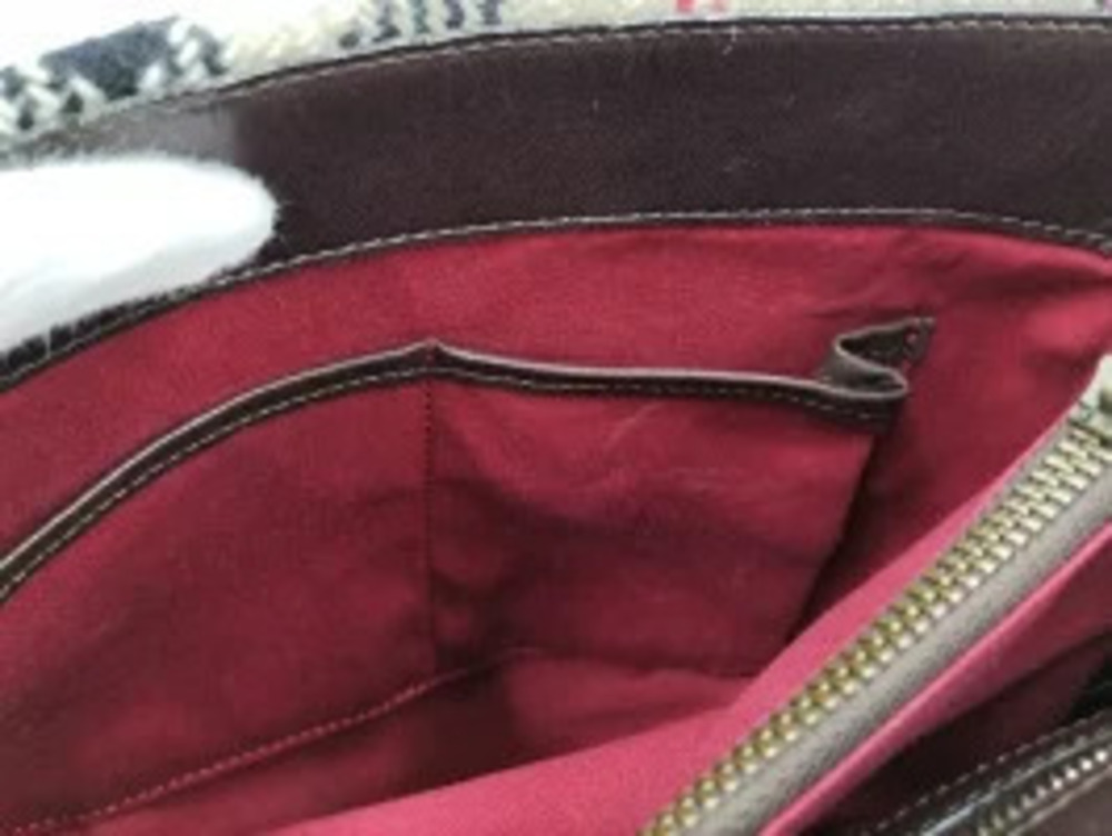 Burberry beige handbag check wool brown leather Nova dark - Picture 9 of 9